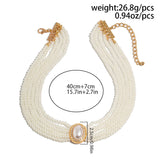 Bomve Elegant Gorgeous Imitation Pearl Chain Necklace for Women 2024 Trend Goth Multilayer Rhinestone Choker Wed Y2K Jewelry