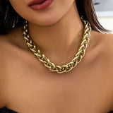 Goth Creative Big Chunky Heavy Metal Chain Necklace for Women Collares Punk Twisted Lock Choker Grunge Jewelry Steampunk Men New