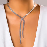 Bomve Creative Simple Flat Blade Snake Chain Necklace for Women Collares Sexy Chest Clavicle Link Fashion Jewelry Accessories