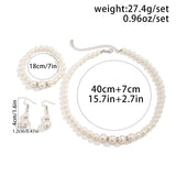 3Pcs/Set Elegant Imitation Pearl Chain Necklace Bracelet for Women Kpop Sweet Piercing Drop Earring Wed Accessories Jewelry Set