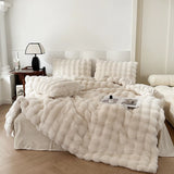 Luxury Faux Rabbit Fur Bedding Set, Velvet, Fleece, Plush, Soft, Warm, Comfortable, Duvet Cover, Bed Sheet, Pillowcases, Winter