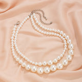 Bomve 2Pcs/Set Elegant Imitation Pearl Chain Necklace for Women Temperament Beads Choker Wed Bridal Party Y2K Jewelry Gift