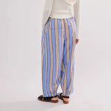 Bomve-Women Vintage Y2K Striped Loungewear Pants Aesthetic Wide Leg Loose High Waist Palazzo Pants Bottoms with Pockets Streetwear