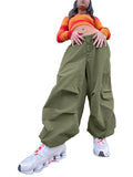 Bomve-Y2K Solid Baggy Trousers Pockets Straight Pants Streetwear Vintage Harajuku Fashion Office Ladies Joggers Casual Sweatpants