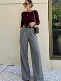 BOMVE 2 Colors Women Pants 2024 Spring Summer High Waist Wide Leg Loose Trousers Ladies Casual with Pleated Long Pant New In