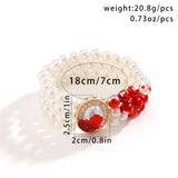 Multilayer Red Blood Pattern Imitation Pearl Chain Bracelets Women Goth Charm Beads Rhinestone Bangles Halloween Couple Jewelry