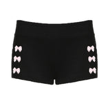 Bomve Contrast Patchwork Bow Shorts Women Low Waist Slim Versatile Wrapped Hip Short Pants Hottie Sweet Y2K Casual Streetwear