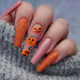 Bomve-Helloween sminken 24P/Set Halloween Fake Nails Art Ghost Face Pumpkin Spooky Designer Girls Party Press on Nail Tips Wearable Stick on Nails False