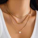 3Pcs Creative Imitation Pearl Beads Pendant Choker Necklace for Women Collares Vintage Smooth Twisted Chain Wed Y2K Jewelry Gift