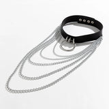 Goth Punk PU Leather Tassel Chunky Chain Necklace Women Collar Hiphop Vintage Round Pendant Choker Grunge Jewelry Steampunk Men