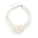 Multilayer White Imitation Pearl Chain Necklace Women Korean Fashion Knotted Link Choker Aesthetic Y2K Jewelry Wed Accessories