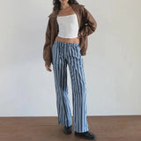 Bomve-Women's y2k Aesthetic Plaid Print Gingham Long Pants Casual Retro Drawstring Loose Fit Wide Leg Long Pants Vintage Streetwear