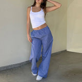 Bomve-Women 2000s Aesthetic Wide Leg Pants Striped Elastic Waist Loose Baggy Trousers Spring Summer Casual Sweatpants Bottoms Pants