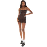 Bomve Women Y2k Sheer Lace Dress Spaghetti Strap Low Cut Bodycon Mini Dress See Through Short Cami Dress Clubwear