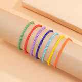 7Pcs/Set Boho Colorful Acrylic Beaded Chain Bracelets on Hand Women Girls Kpop Elastic Link Aesthetic Couple Y2K Jewelry Gifts