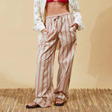 Bomve-Women Vintage y2k Clothes Aesthetic Wide Leg Pants Casual Striped Drawstring Elastic High Waist Loose Trousers Pants Streetwear