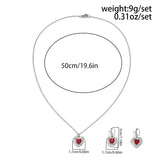 Goth Love Heart Pendant Choker Necklace Drop Earrings for Women Elegant Stainless Steel Chain Wed Jewelry Set With Gifts Box New