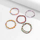 Bomve 10Pcs/Set Boho Handmade Elastic Seed Bead Anklet Bracelets for Women Summer Beach Ankle Foot Jewelry Y2K Accessories