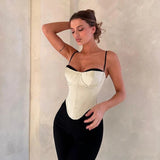 Bomve Women's Y2K Basic Camisole Corset Casual Summer Contrast Color Slim Fit Sleeveless Crop Tops for Streetwear Clubwear