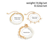 3Pcs/Set Elegant Imitation Pearl Tassel Pendant Chain Bracelets on Hand for Women Goth Kpop Charm Beaded Bangles Couple Jewelry