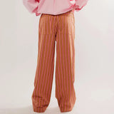 Bomve Striped Lounge Pants Womens Gingham Plaid Pajamas Pj Pants Y2k Drawstring Wide Leg Checkered Palazzo Pants Trousers