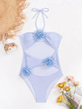 Bomve Hollow Out Sexy Bodysuit Lingerie For Women Flower Slim Bathing Suit Woman Beach Swimming Bodycon Swimwear Women's Bikini