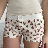 Bomve Cute Boyshort Underwear Low Waist Button Slim Fit Shorts Fairycore Cottage Y2K Aesthetic Retro Pajamas Bottom Comfy Undies