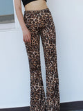 Bomve-Wide Leg Trousers Leopard Printed Sexy High Waist Casual New Yoga Pants Female Streetwear Elastic Ladies Elegant Gym Bottom