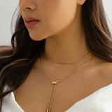 Bomve Sexy Multilayer Snake Thin Chest Chain Necklace Women Simple Stick Pendant Adjustable Choker Y2K Accessories Jewelry