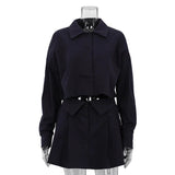 Bomve Summer Long Sleeve Shirt Suit Two Piece Sets Turn-down Collar Tops And Pleated Short Skirts Femme High Street Y2K Outfits