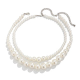 Bomve 2Pcs/Set Elegant Imitation Pearl Chain Necklace for Women Temperament Beads Choker Wed Bridal Party Y2K Jewelry Gift