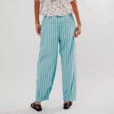 Bomve-Women Vintage Y2K Striped Loungewear Pants Aesthetic Wide Leg Loose High Waist Palazzo Pants Bottoms with Pockets Streetwear