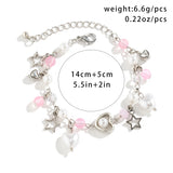 Kpop Sweet Irregular Imitation Pearl Heart Star Pendant Bracelets Women Korean Fashion Adjustable Chain Bangles Couple Jewelry