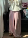 Bomve-Y2K Yellow Fleece-lined Sweatpants Women Korean Fashion Winter Pink Brushed Pants Oversized Harajuku Gray Jogger Trousers