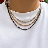 Classic Simple Smooth Cuban Curb Chain Necklace for Women Trendy Gold Color Adjustable Choker Grunge Jewelry Steampunk Men Gift