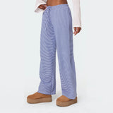 Bomve Women Y2K Striped Pants Casual Drawstring High Waist Loose Pajama Pants Bottoms Summer Lounge Soft Wide Leg Pants