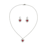 Goth Love Heart Pendant Choker Necklace Drop Earrings for Women Elegant Stainless Steel Chain Wed Jewelry Set With Gifts Box New