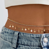 Bomve Sexy Sequin Star Rhinestones Chain Waist Belly Belt for Women Summer Bikini Festival Body Jewelry Y2K Accessories New