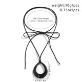 Gothic Geometric Oval Pendant Choker Necklace for Women Elegant Leather Wax Thread Adjustable Bowknot Chain Halloween Jewelry