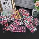 Bomve-Black Friday-30Colors Christmas Children Fake Nails 24pcs/set Cartoon Princess/Rainbow/Star/Pink Nail Tips Full Cover Adhesive Girl Nail Tip