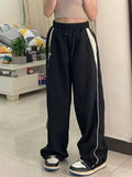 Bomve-Y2k Women Wide Leg Cargo Pants Casual Streetwear Loose Drawstring Trousers Drawstring Sweatpants Female Vintage Baggy Joggers