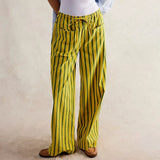 Bomve-Striped Loungewear Pants Womens 2000s Aesthetic Wide Leg Pants y2k Drawstring High Waist Casual Checkered Palazzo Pants Trousers