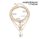 Bomve 4Pcs/Set Elegant Starfish OT Buckle Pendant Choker Necklace for Women Boho Imitation Pearl Chain Wed Bridal Jewelry New