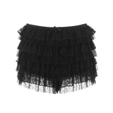 Bomve Women Mesh Lace Bloomer Shorts Y2k Layered Ruffle Frilly Booty Shorts Fairy Bowknot Sexy Boy Shorts Panties