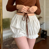 Bomve Y2k Bloomer Shorts Women Lolita Ruffle Boy Bottoms Lace Low Rise Elastic Waist Layered Ruffled Sexy Mini Pettipants