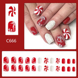 Bomve-Black Friday-New Christmas Nail Art Press-On Nails Set Short Squre Nail with Holiday Elements Removable Santa&Snowflake Pattern Manicure Kit