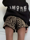 Bomve-Retro Leopard Print Women Y2k Shorts Fashion Dropped Zippers Pocket Button Female Pants 2024 Spring Summer Street Lady Outwear