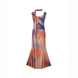 Bomve-Sleeveless Backless Maxi Dress Women 2024 Summer Bodycon Elegant Sexy Tie Dye Outfits Ladies Birthday Party Club Dresses