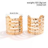 2Pcs/Set Exaggerated Punk Hollow Wide Open Cuff Bangles for Women Heavy Metal Arm Hand Bracelet Grunge Jewelry Steampunk Men New