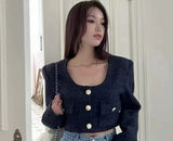 Bomve-Spring Autumn New Skirt Set 2 Piece Sets Women Outfit Long Sleeve Short Coat A-Line Mini Skirts Korean Chic Elegant Fashion Suit